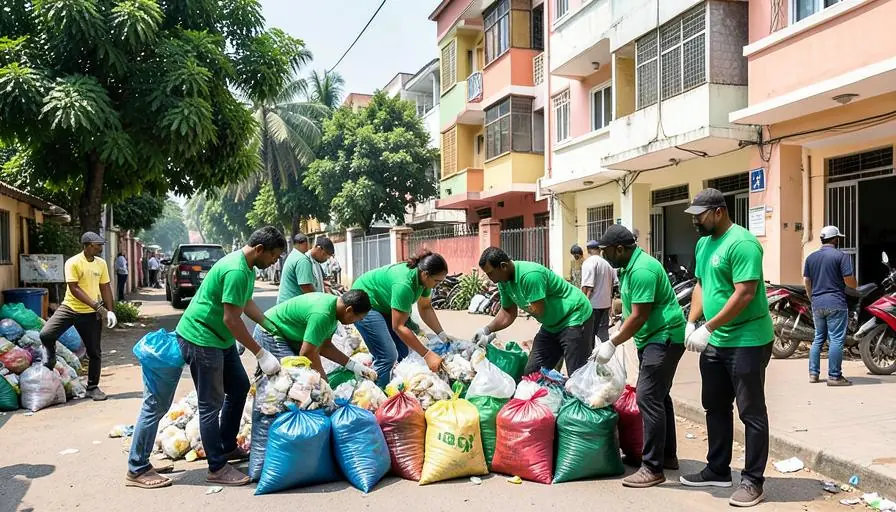 Volunteers collecting segregated dry waste during the Mission Kabad drive in an Indian city